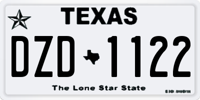 TX license plate DZD1122