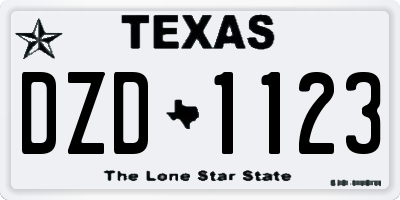 TX license plate DZD1123