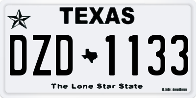 TX license plate DZD1133