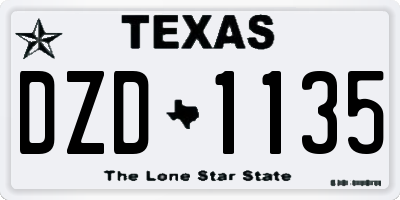 TX license plate DZD1135