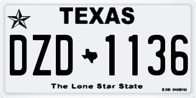 TX license plate DZD1136