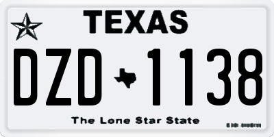 TX license plate DZD1138
