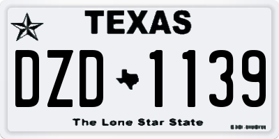 TX license plate DZD1139