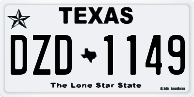 TX license plate DZD1149