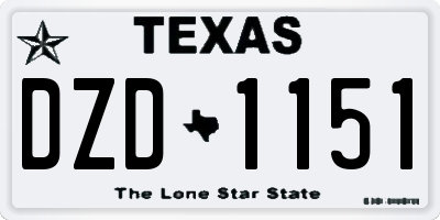 TX license plate DZD1151