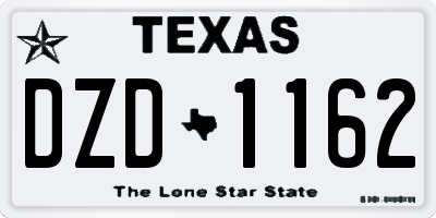 TX license plate DZD1162
