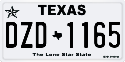 TX license plate DZD1165