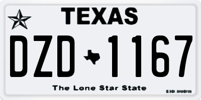 TX license plate DZD1167