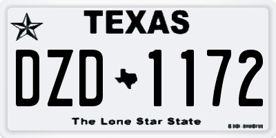 TX license plate DZD1172