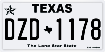 TX license plate DZD1178