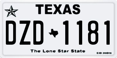 TX license plate DZD1181