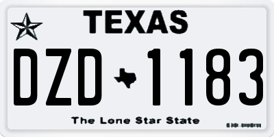 TX license plate DZD1183
