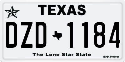 TX license plate DZD1184