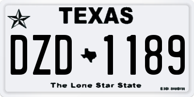 TX license plate DZD1189