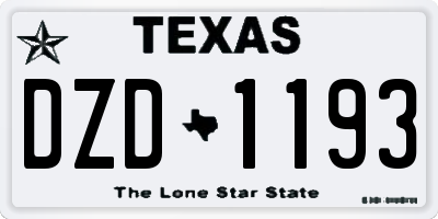 TX license plate DZD1193