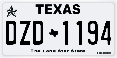 TX license plate DZD1194
