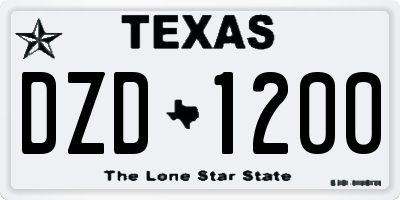 TX license plate DZD1200