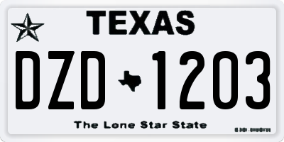 TX license plate DZD1203
