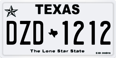 TX license plate DZD1212