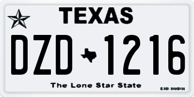 TX license plate DZD1216