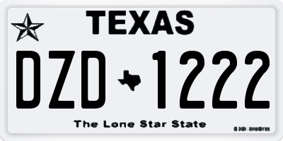 TX license plate DZD1222