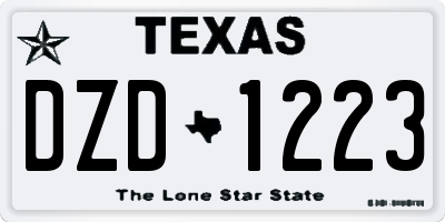 TX license plate DZD1223