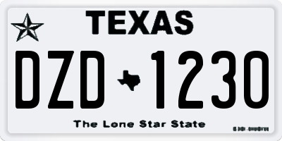 TX license plate DZD1230