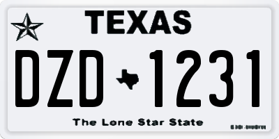 TX license plate DZD1231