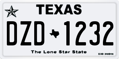 TX license plate DZD1232