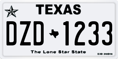 TX license plate DZD1233
