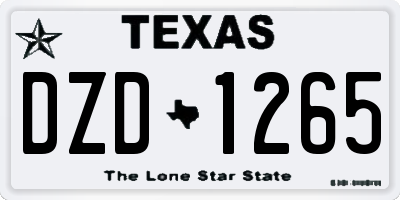 TX license plate DZD1265