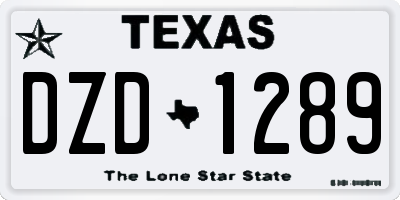 TX license plate DZD1289