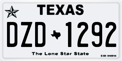 TX license plate DZD1292