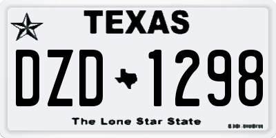 TX license plate DZD1298