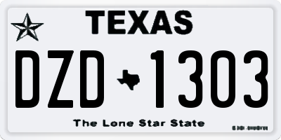 TX license plate DZD1303