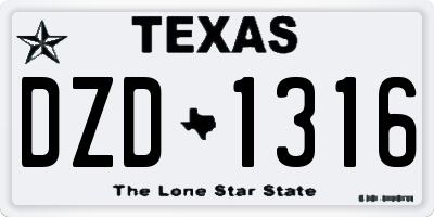 TX license plate DZD1316