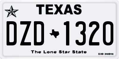 TX license plate DZD1320
