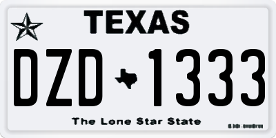 TX license plate DZD1333