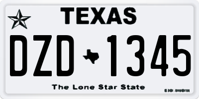 TX license plate DZD1345