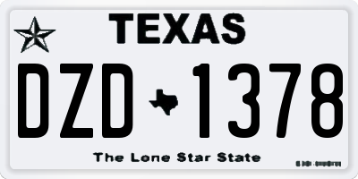 TX license plate DZD1378