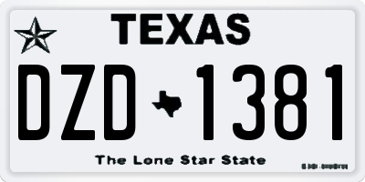 TX license plate DZD1381