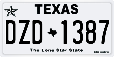 TX license plate DZD1387