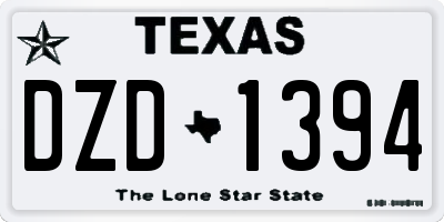 TX license plate DZD1394