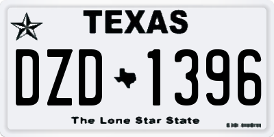 TX license plate DZD1396