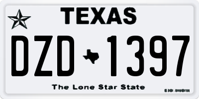 TX license plate DZD1397