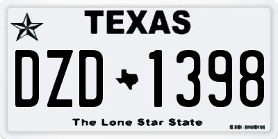 TX license plate DZD1398