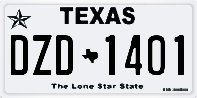 TX license plate DZD1401