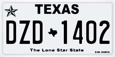 TX license plate DZD1402