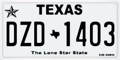 TX license plate DZD1403