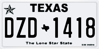TX license plate DZD1418